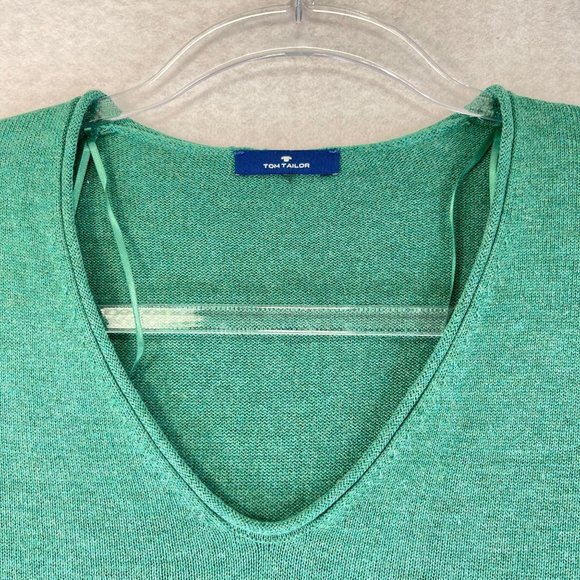 TOM TAILOR Womens S Jade Green Long Sleeve V-Neck Cozy Soft Knit Sweater - Picture 5 of 9